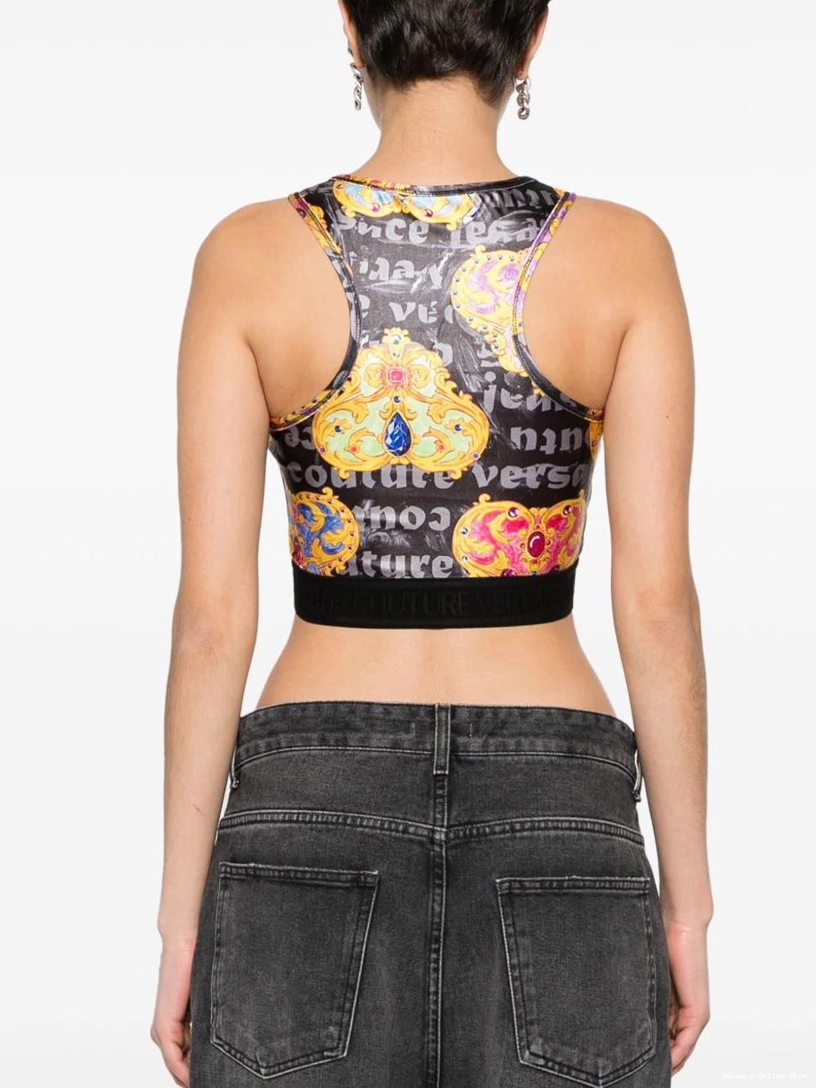 Affordable Jeans cropped printed Couture Versace Women top 0422